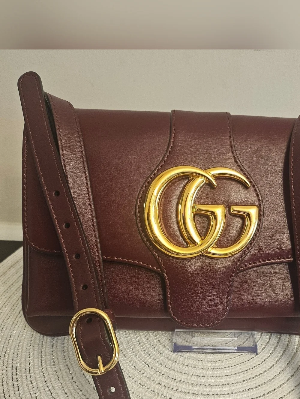 Gucci Arli Shoulder Bag Burgundy Leather Large GG Logo - Picture 2 of 14